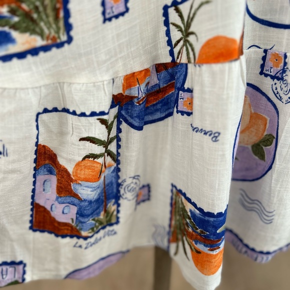 NWT Label Of Love Linen Blend La Dolce Vita Italian Postcard Dress Size Small - Picture 7 of 8